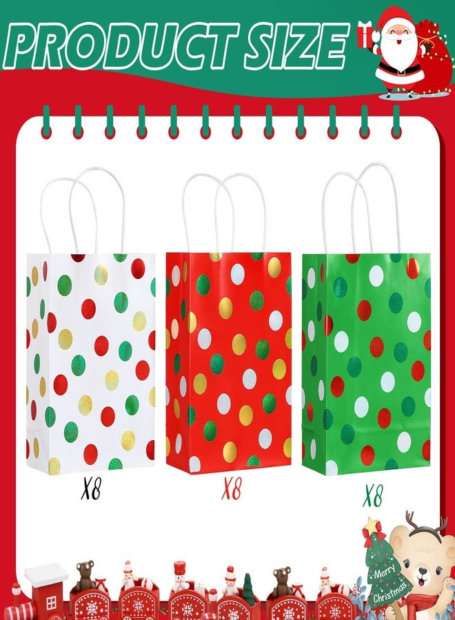 Eaasty 24 Pcs Christmas Gift Bags Bulk with Handles, Glitter 6x8x3'' Xmas Kraft Paper Goody Bags for Christmas Party Favors Birthday Friends Holidays Packing Wrapping Treat, 3 Style - Image 2